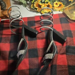 Charlotte Russe Black and Silver Heels